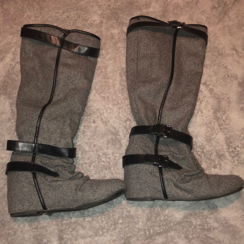Aldo wool-like built-in wedge boots